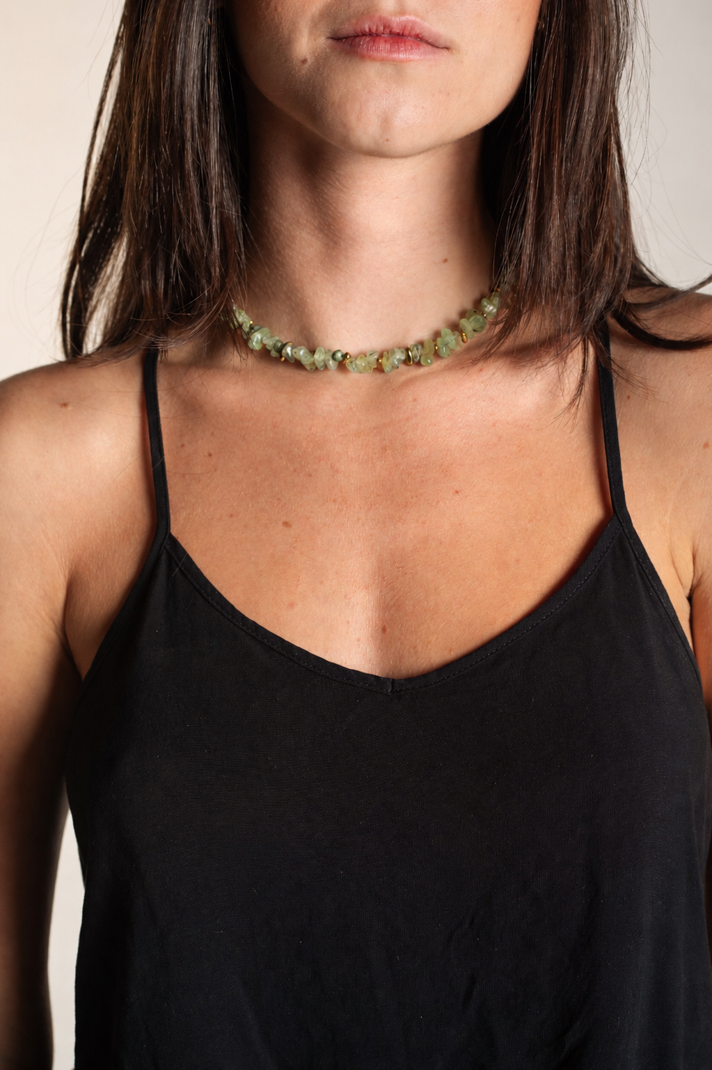 Colar Choker Cascalho Prehnita