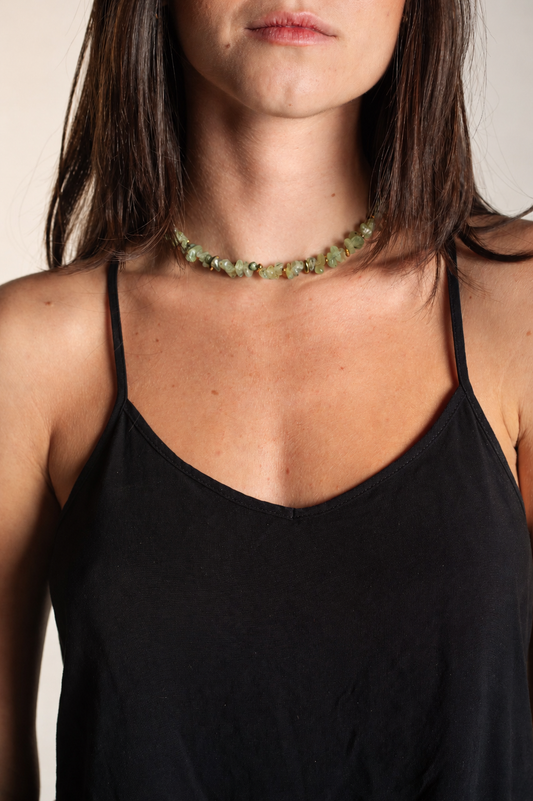 Colar Choker Cascalho Prehnita