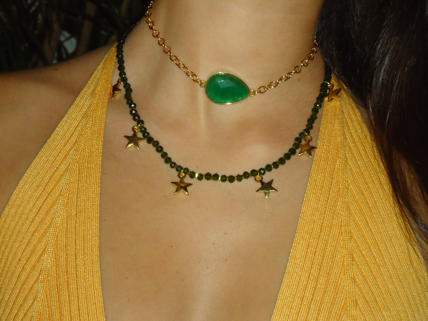 Choker Pingente Jade Verde G
