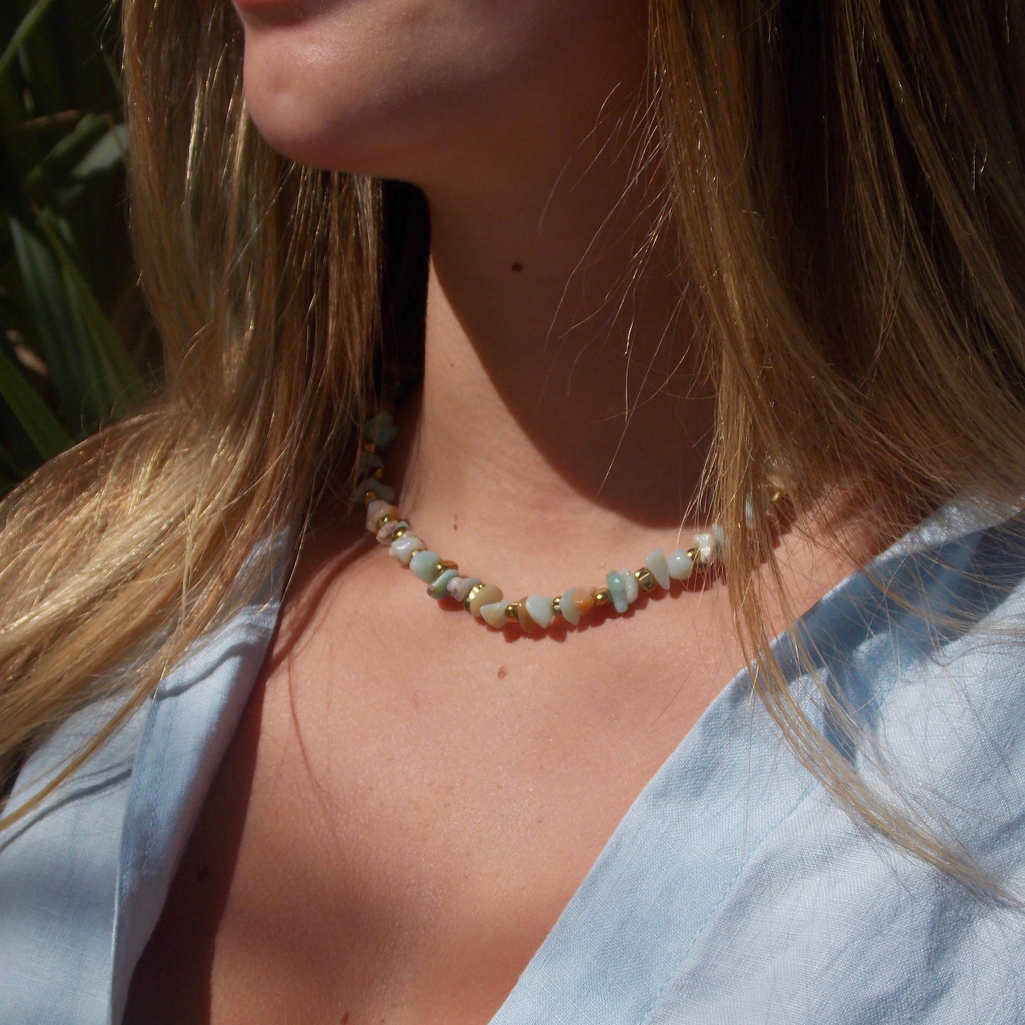 Choker Cascalho Amazonita