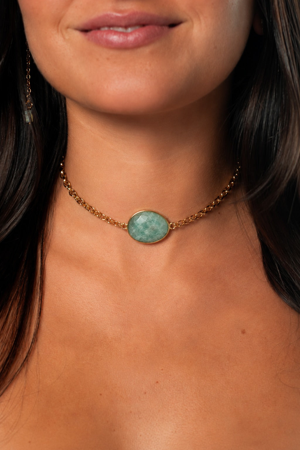 Choker Pingente Quartzo Verde G