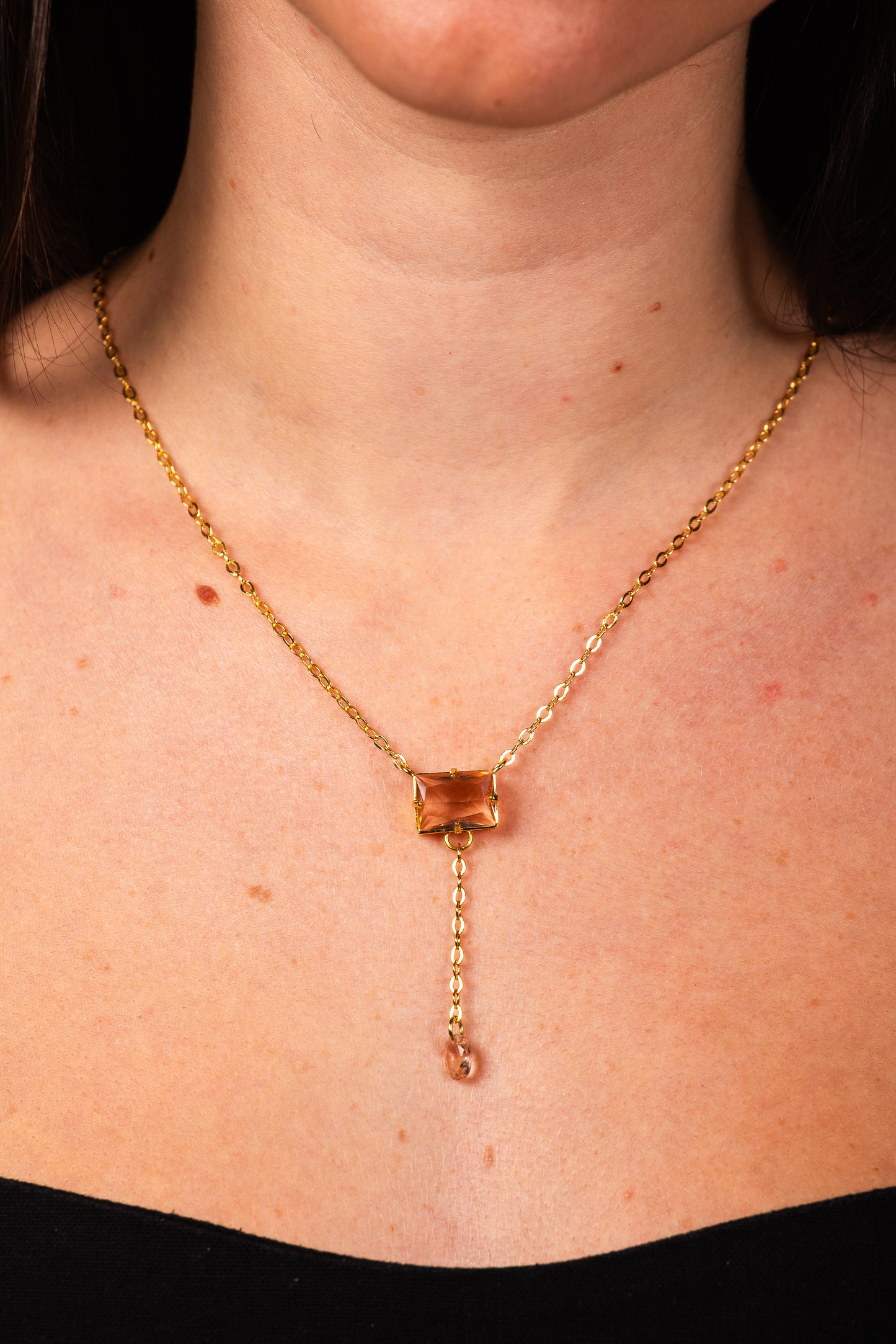 Colar Gravatinha Cristal Rosa