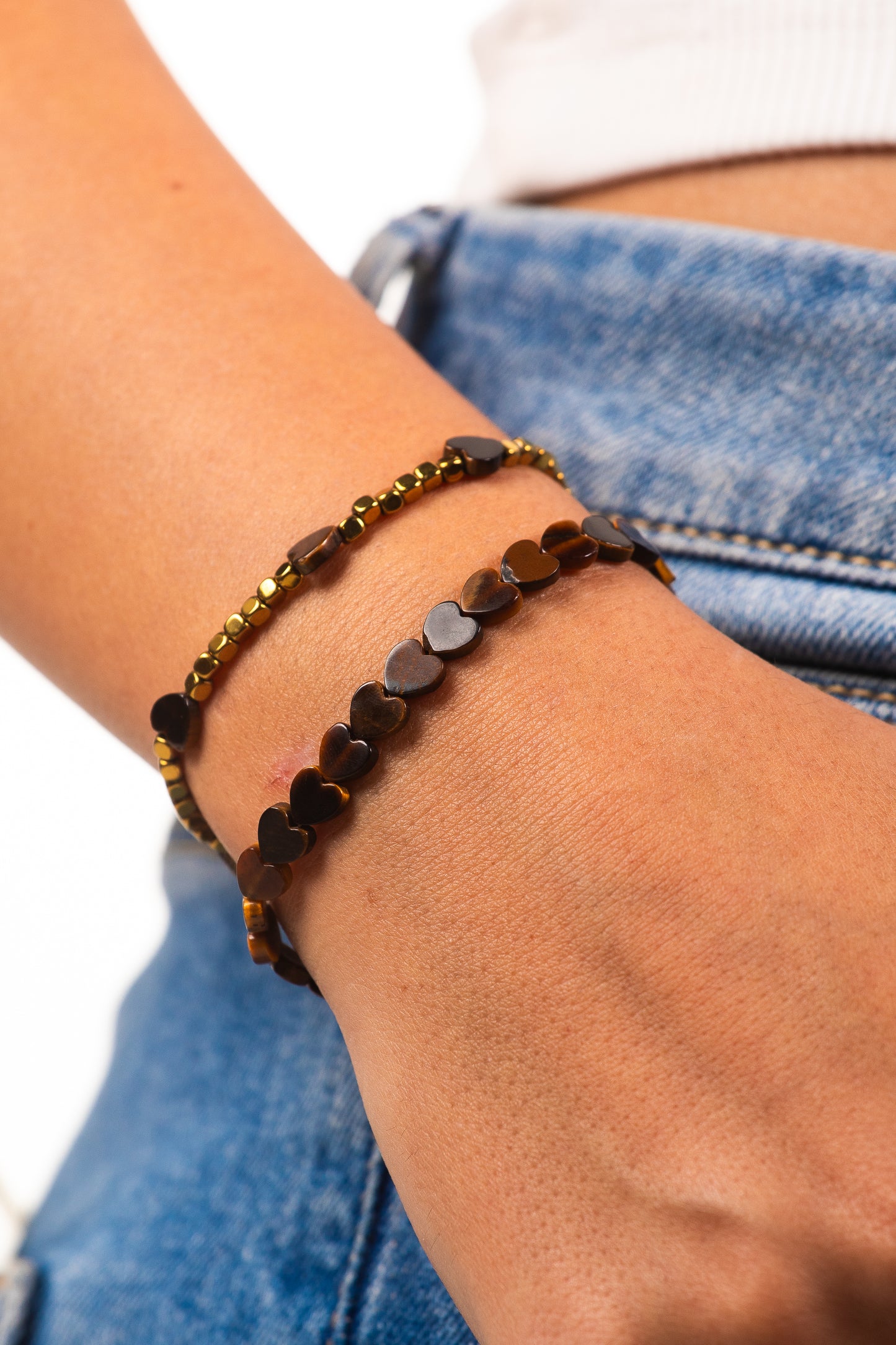 Pulseira Corações Olho de Tigre