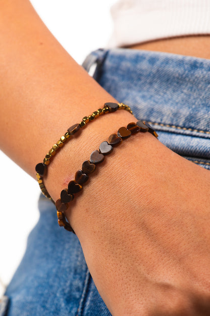Pulseira Corações Olho de Tigre