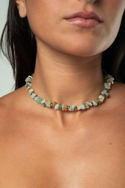 Choker Cascalho Amazonita
