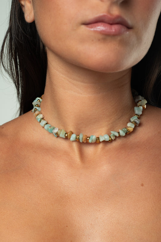 Choker Cascalho Amazonita