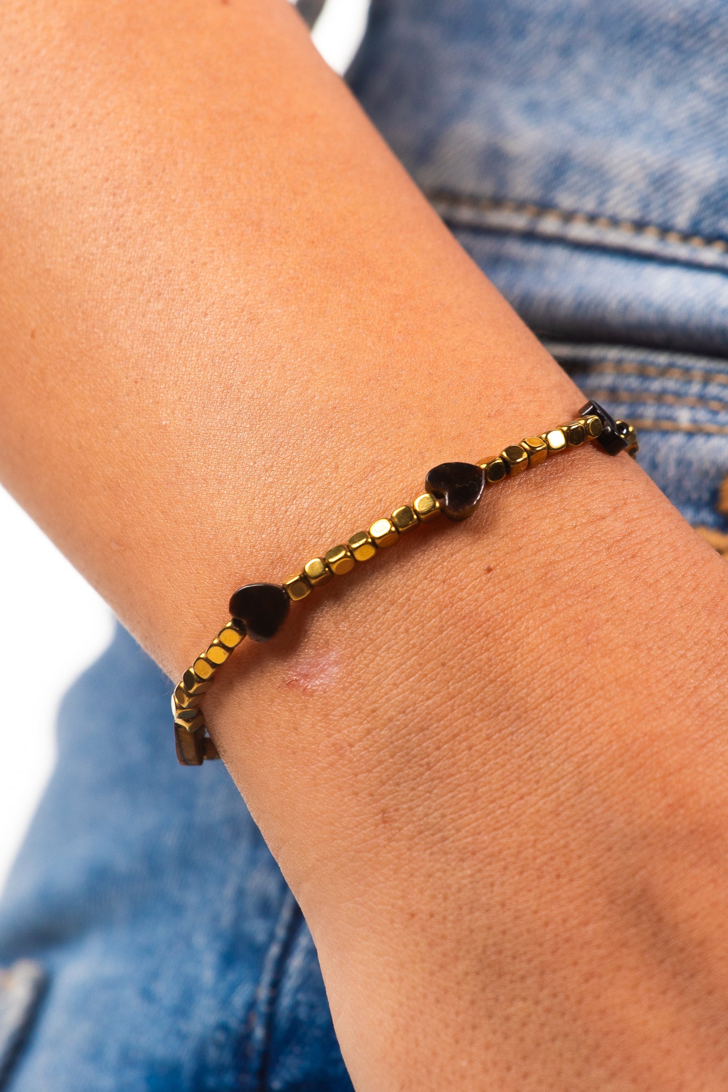Pulseira Hematita Corações