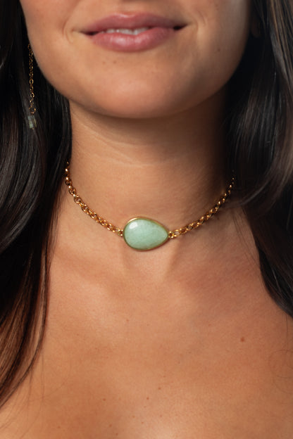 Choker Pingente Quartzo Verde G