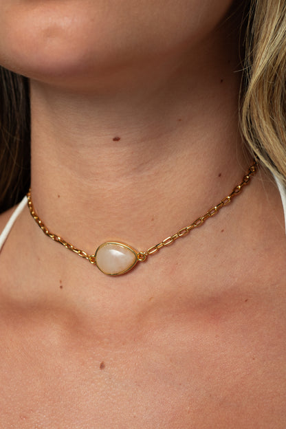 Choker Pingente Quartzo Rosa