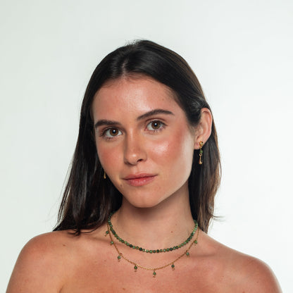 Brinco Bolinha Jade Verde