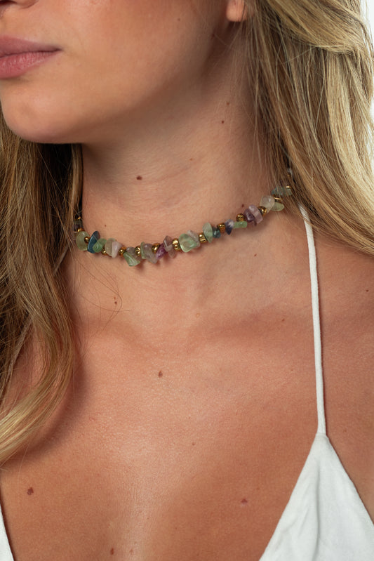 Choker Cascalho Fluorita